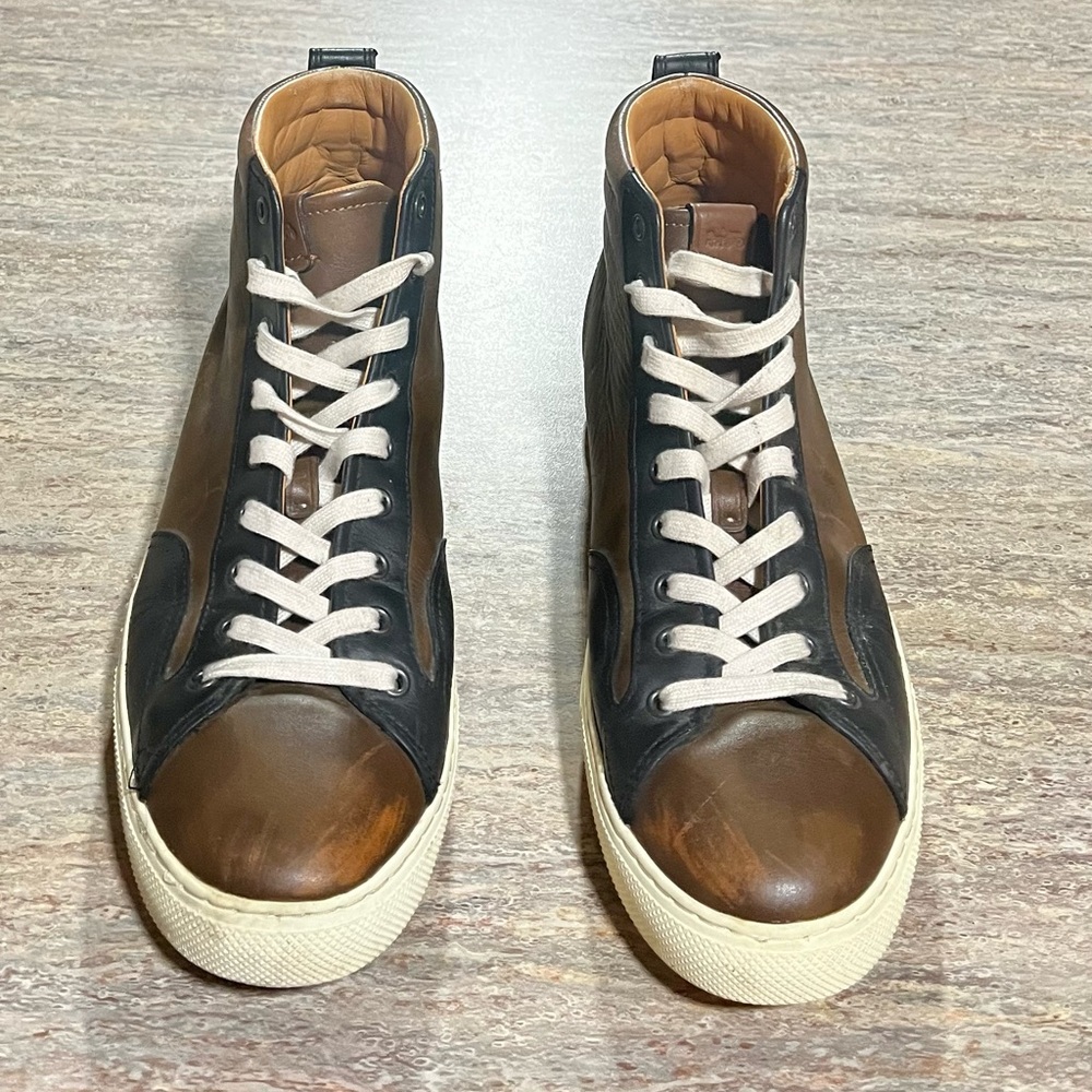 Coach Men's Brown and Black leather High-Top Sneakers